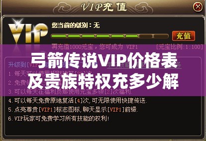 弓箭传说VIP价格表及贵族特权充多少解锁全解析